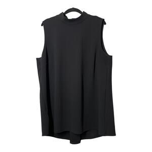 Long Tall Sally Black Blouse Sleeveless Mock Neck Top Large Tall